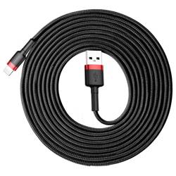 [PO ZWROCIE] Baseus Cafule Cable wytrzymały nylonowy kabel przewód USB / Lightning QC3.0 2A 3M czarno-czerwony (CALKLF-R91)