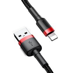 [PO ZWROCIE] Baseus Cafule Cable wytrzymały nylonowy kabel przewód USB / Lightning QC3.0 2A 3M czarno-czerwony (CALKLF-R91)