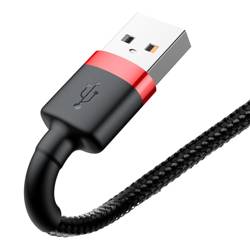 [PO ZWROCIE] Baseus Cafule Cable wytrzymały nylonowy kabel przewód USB / Lightning QC3.0 2A 3M czarno-czerwony (CALKLF-R91)