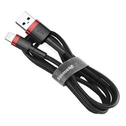 [PO ZWROCIE] Baseus Cafule Cable wytrzymały nylonowy kabel przewód USB / Lightning QC3.0 2A 3M czarno-czerwony (CALKLF-R91)