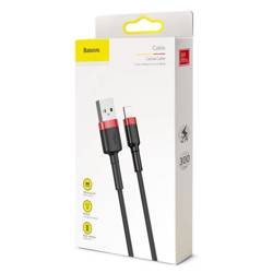 [PO ZWROCIE] Baseus Cafule Cable wytrzymały nylonowy kabel przewód USB / Lightning QC3.0 2A 3M czarno-czerwony (CALKLF-R91)