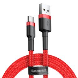 [PO ZWROCIE] Baseus Cafule Cable wytrzymały nylonowy kabel przewód USB / USB-C QC3.0 2A 2M czerwony (CATKLF-C09)