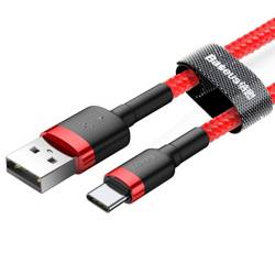 [PO ZWROCIE] Baseus Cafule Cable wytrzymały nylonowy kabel przewód USB / USB-C QC3.0 2A 2M czerwony (CATKLF-C09)