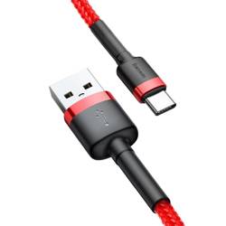 [PO ZWROCIE] Baseus Cafule Cable wytrzymały nylonowy kabel przewód USB / USB-C QC3.0 2A 2M czerwony (CATKLF-C09)