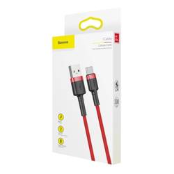 [PO ZWROCIE] Baseus Cafule Cable wytrzymały nylonowy kabel przewód USB / USB-C QC3.0 2A 2M czerwony (CATKLF-C09)