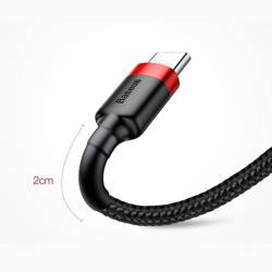 [PO ZWROCIE] Baseus Cafule Cable wytrzymały nylonowy kabel przewód USB / USB-C QC3.0 2A 3M czarno-czerwony (CATKLF-U91)