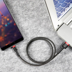 [PO ZWROCIE] Baseus Cafule Cable wytrzymały nylonowy kabel przewód USB / USB-C QC3.0 2A 3M czarno-czerwony (CATKLF-U91)