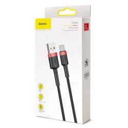 [PO ZWROCIE] Baseus Cafule Cable wytrzymały nylonowy kabel przewód USB / USB-C QC3.0 2A 3M czarno-czerwony (CATKLF-U91)