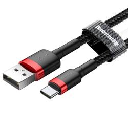 [PO ZWROCIE] Baseus Cafule Cable wytrzymały nylonowy kabel przewód USB / USB-C QC3.0 2A 3M czarno-czerwony (CATKLF-U91)