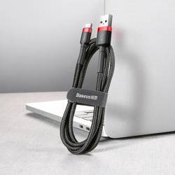 [PO ZWROCIE] Baseus Cafule Cable wytrzymały nylonowy kabel przewód USB / USB-C QC3.0 2A 3M czarno-czerwony (CATKLF-U91)