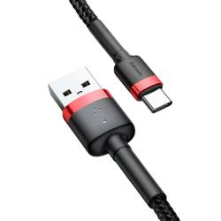 [PO ZWROCIE] Baseus Cafule Cable wytrzymały nylonowy kabel przewód USB / USB-C QC3.0 2A 3M czarno-czerwony (CATKLF-U91)