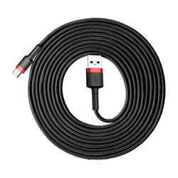 [PO ZWROCIE] Baseus Cafule Cable wytrzymały nylonowy kabel przewód USB / USB-C QC3.0 2A 3M czarno-czerwony (CATKLF-U91)