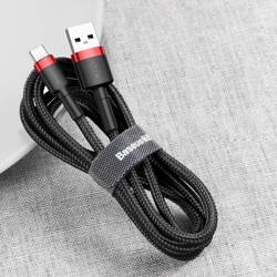 [PO ZWROCIE] Baseus Cafule Cable wytrzymały nylonowy kabel przewód USB / USB-C QC3.0 2A 3M czarno-czerwony (CATKLF-U91)