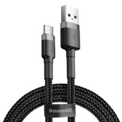 [PO ZWROCIE] Baseus Cafule Cable wytrzymały nylonowy kabel przewód USB / USB-C QC3.0 3A 1M czarno-szary (CATKLF-BG1)