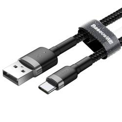 [PO ZWROCIE] Baseus Cafule Cable wytrzymały nylonowy kabel przewód USB / USB-C QC3.0 3A 1M czarno-szary (CATKLF-BG1)