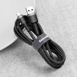 [PO ZWROCIE] Baseus Cafule Cable wytrzymały nylonowy kabel przewód USB / USB-C QC3.0 3A 1M czarno-szary (CATKLF-BG1)