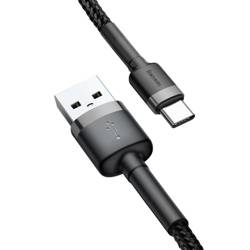 [PO ZWROCIE] Baseus Cafule Cable wytrzymały nylonowy kabel przewód USB / USB-C QC3.0 3A 1M czarno-szary (CATKLF-BG1)