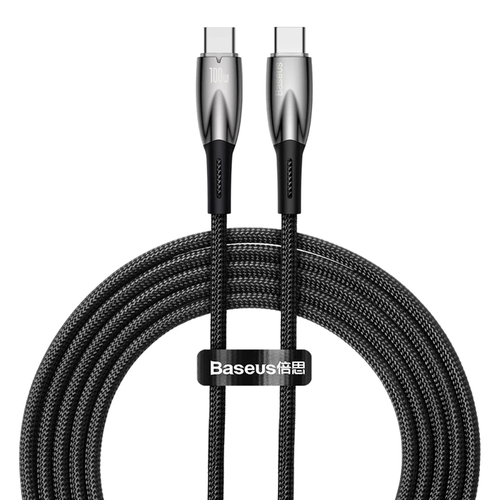 [PO ZWROCIE] Baseus Glimmer Series kabel do szybkiego ładowania USB-C 480Mb/s PD 100W 2m czarny