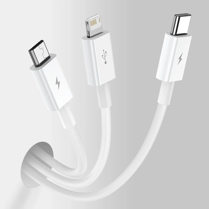 [PO ZWROCIE] Baseus Superior 3w1 kabel USB - Lightning / USB Typ C / micro USB 3,5 A 1,5 m Biały (CAMLTYS-02)