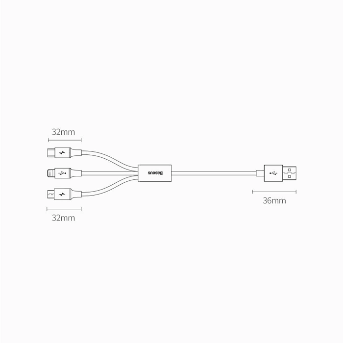 [PO ZWROCIE] Baseus Superior 3w1 kabel USB - Lightning / USB Typ C / micro USB 3,5 A 1,5 m Biały (CAMLTYS-02)