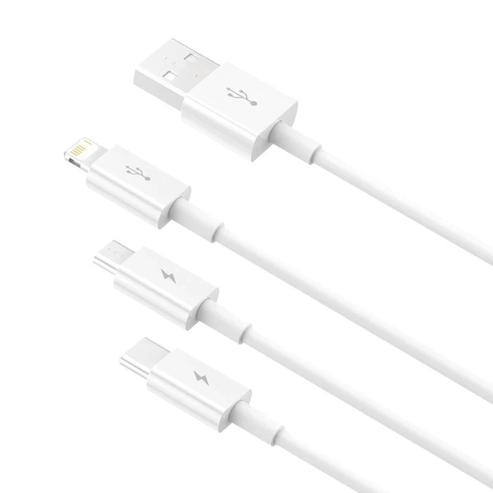 [PO ZWROCIE] Baseus Superior 3w1 kabel USB - Lightning / USB Typ C / micro USB 3,5 A 1,5 m Biały (CAMLTYS-02)