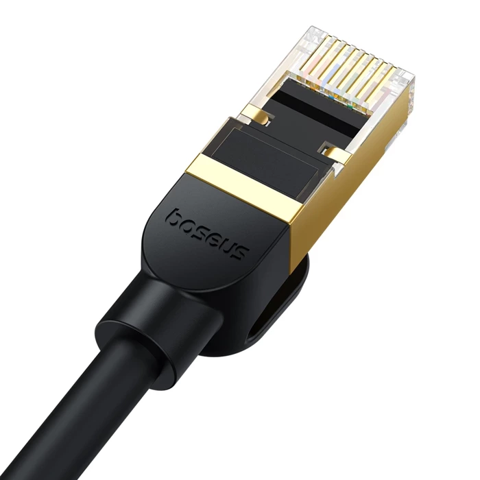 [PO ZWROCIE] Baseus szybki okrągły kabel sieciowy RJ45 40Gbps Cat. 8 0.5m czarny