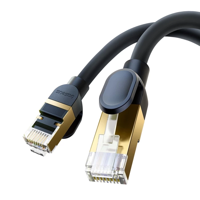 [PO ZWROCIE] Baseus szybki okrągły kabel sieciowy RJ45 40Gbps Cat. 8 0.5m czarny