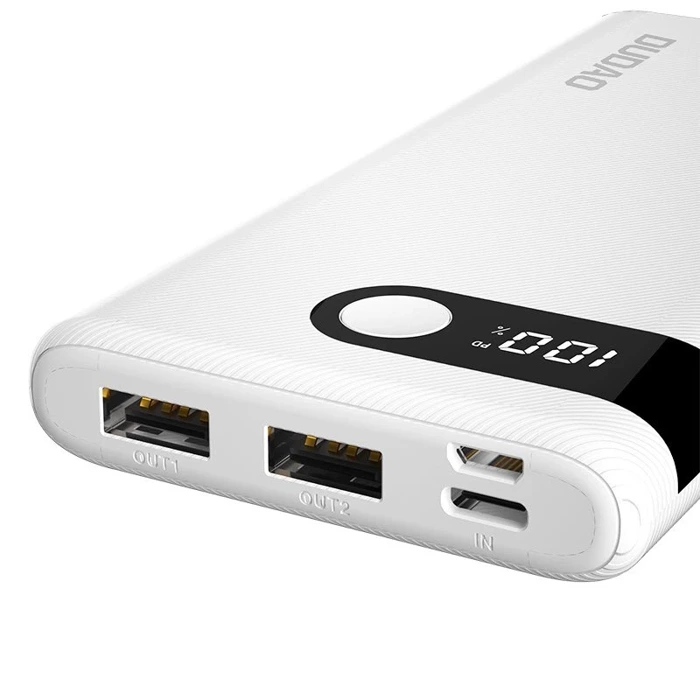 [PO ZWROCIE] Dudao powerbank 10000 mAh 2x USB / USB Typ C / micro USB 2 A z ekranem LED czarny (K9Pro-02)