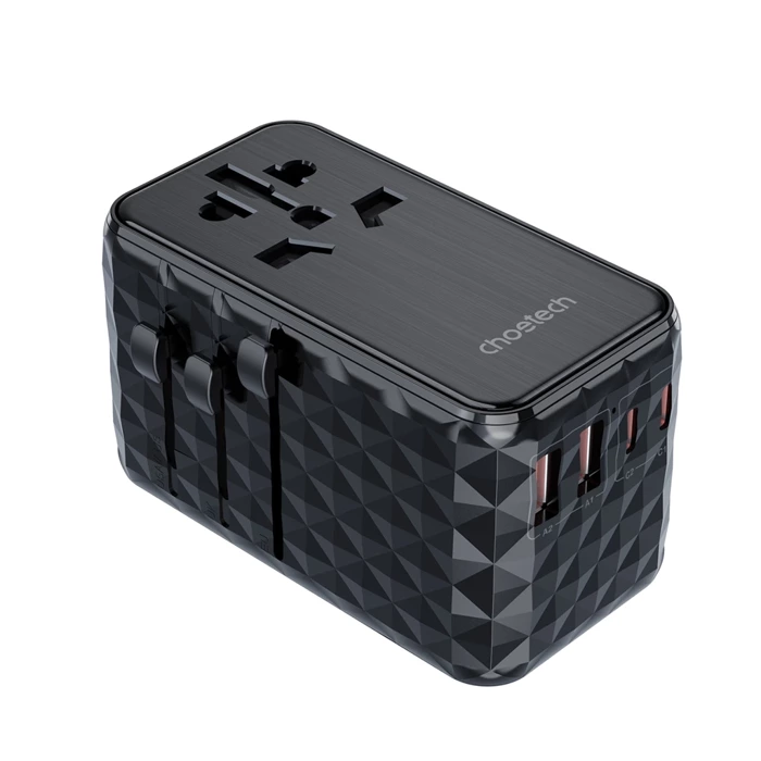 Adapter podróżny Choetech PD6028 EU / US / AUS / UK 2x USB-C 2x USB-A 100W - czarny