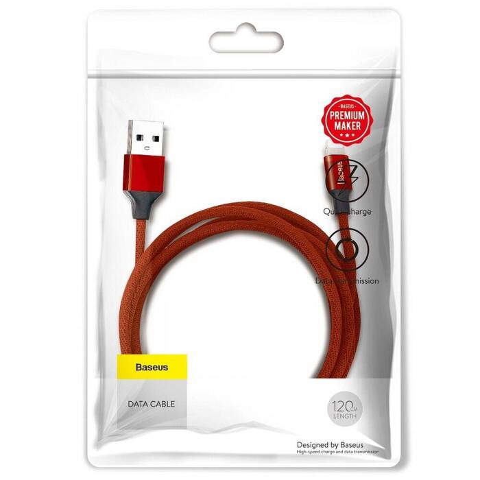 BASEUS kabel USB Yiven do iPhone Lightning 8-pin 2A 1.2 metr czerwony CALYW-09