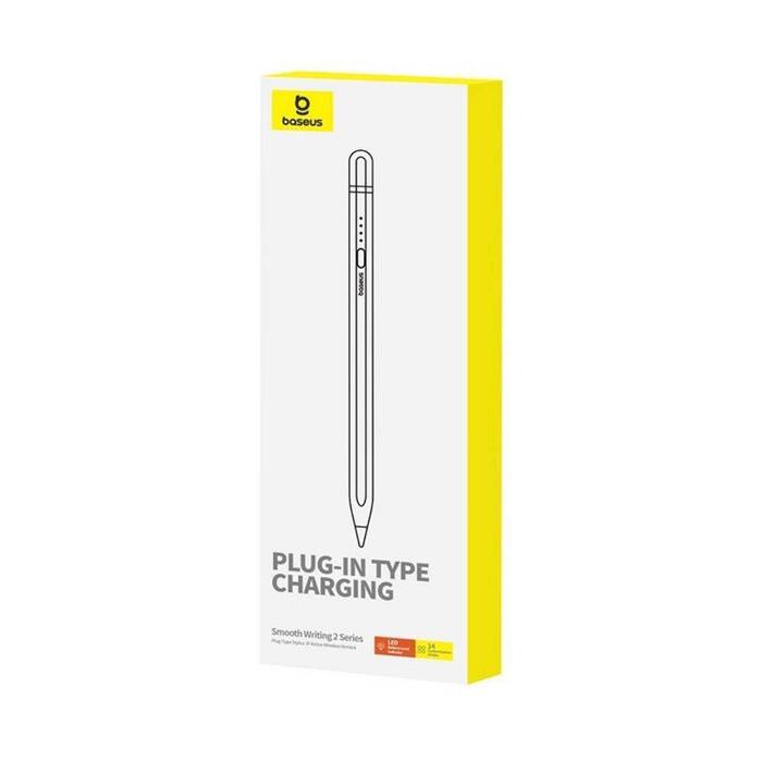 BASEUS rysik do telefonu pojemnościowy Stylus Writing 2 Lite LED (wersja aktywna + bezprzewodowy + kabel USB A do Lightning 8-pin) 130 mAh biały P80015806211-02/BS-PS030