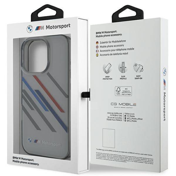 BMW BMHCP16X23HTRAG iPhone 16 Pro Max 6.9" szary/grey hardcase Motosport IML Random Stripes