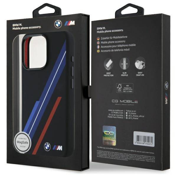 BMW BMHMP16L23SSPK iPhone 16 Pro 6.3"     czarny/black hardcase Silicone Random Lines MagSafe