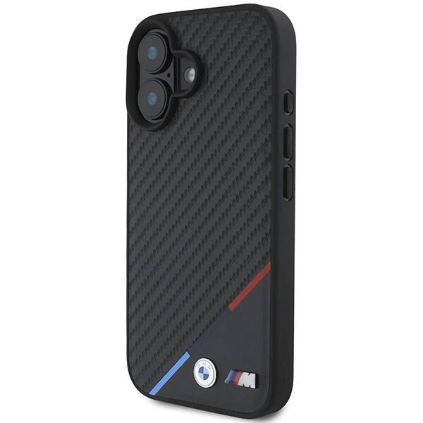 BMW BMHMP16S23PUDTK iPhone 16 6.1" czarny/black hardcase M Carbon Tricolor Line MagSafe