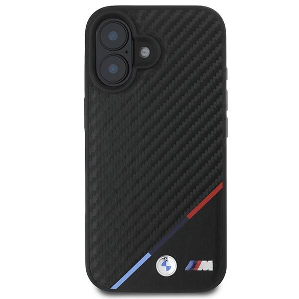 BMW BMHMP16S23PUDTK iPhone 16 6.1" czarny/black hardcase M Carbon Tricolor Line MagSafe