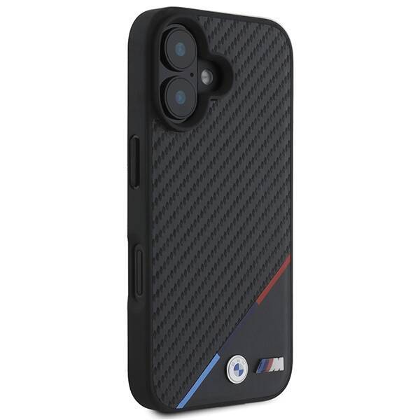 BMW BMHMP16S23PUDTK iPhone 16 6.1" czarny/black hardcase M Carbon Tricolor Line MagSafe