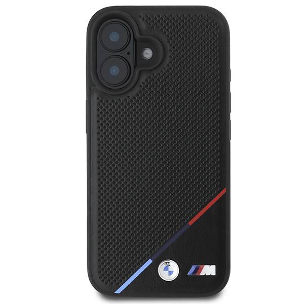 BMW BMHMP16S23PUPDK iPhone 16 6.1" czarny/black hardcase M Perforated Tricolor Line MagSafe