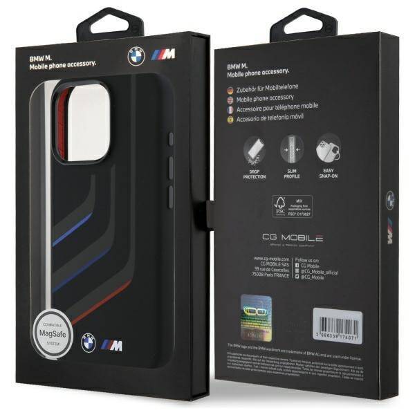 BMW BMHMP16X23SLIK iPhone 16 Pro Max      6.9" czarny/black hardcase Silicone Turning Lines MagSafe