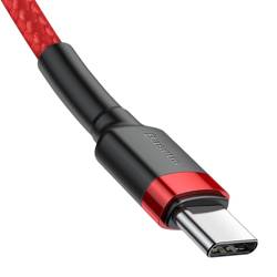 Baseus Cafule Cable wytrzymały nylonowy kabel przewód USB-C PD / USB-C PD PD2.0 60W 20V 3A QC3.0 2M czerwony (CATKLF-H09)