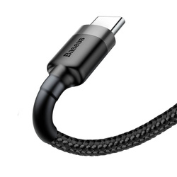 Baseus Cafule Cable wytrzymały nylonowy kabel przewód USB / USB-C QC3.0 3A 0,5M czarno-szary (CATKLF-AG1)