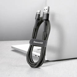 Baseus Cafule Cable wytrzymały nylonowy kabel przewód USB / USB-C QC3.0 3A 0,5M czarno-szary (CATKLF-AG1)