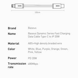 Baseus Dynamic kabel USB Typ C - Lightning Power Delivery 20W 1m  biały (CALD000002)