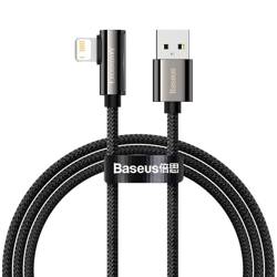 Baseus Legendary kątowy nylonowy kabel przewód USB - Lightning dla graczy 2,4A 1m czarny (CALCS-01)