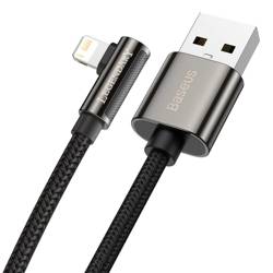 Baseus Legendary kątowy nylonowy kabel przewód USB - Lightning dla graczy 2,4A 1m czarny (CALCS-01)