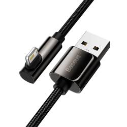 Baseus Legendary kątowy nylonowy kabel przewód USB - Lightning dla graczy 2,4A 1m czarny (CALCS-01)