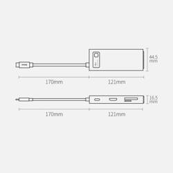 Baseus Metal Gleam Series multifunkcjonalny HUB USB 7w1 Typ C HDMI czytnik kart TF PD szary (WKWG020113) 