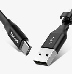 Baseus Nimble płaski kabel przewód USB / USB-C z uchwytem 2A 0,23M czarny (CATMBJ-01)