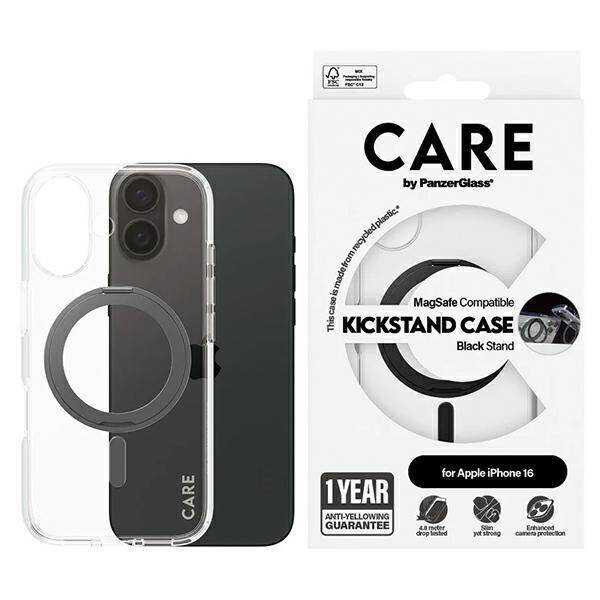 CARE by PanzerGlass Feature Kickstand Case iPhone 16 6,1" czarny/black MagSafe 1321