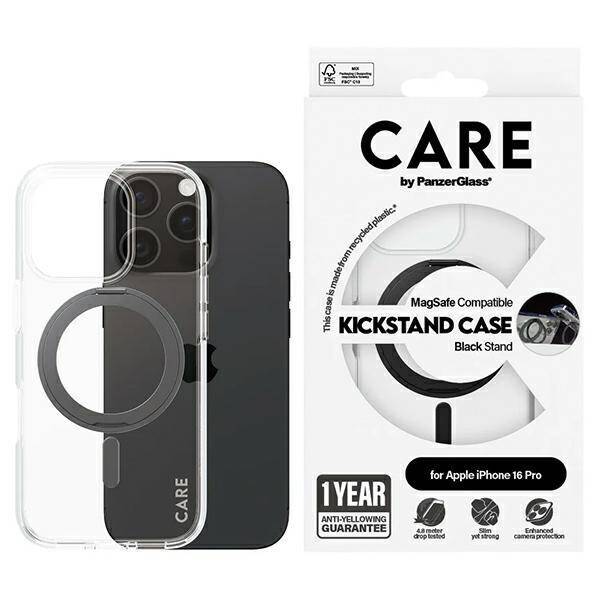 CARE by PanzerGlass Feature Kickstand Case iPhone 16 Pro 6,3" czarny/black MagSafe 1322