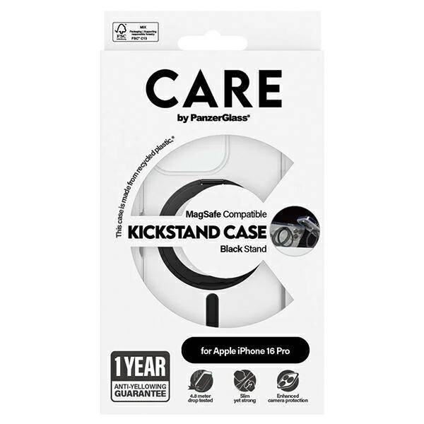 CARE by PanzerGlass Feature Kickstand Case iPhone 16 Pro 6,3" czarny/black MagSafe 1322